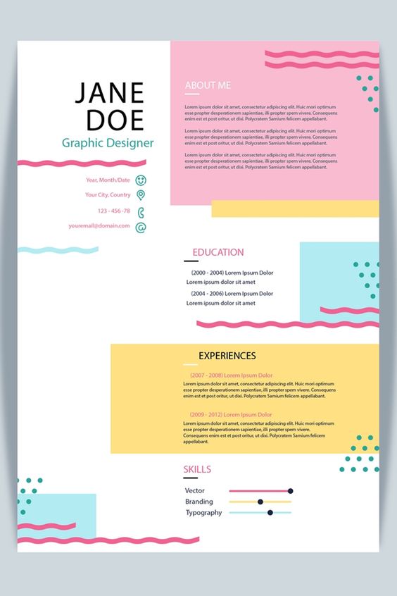 Colourful CV Example